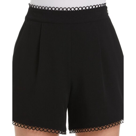 Rafaella Classic Fit Black Loop Trim Shorts Side Zip Side Pockets Pleats 14 NWT - Picture 2 of 10
